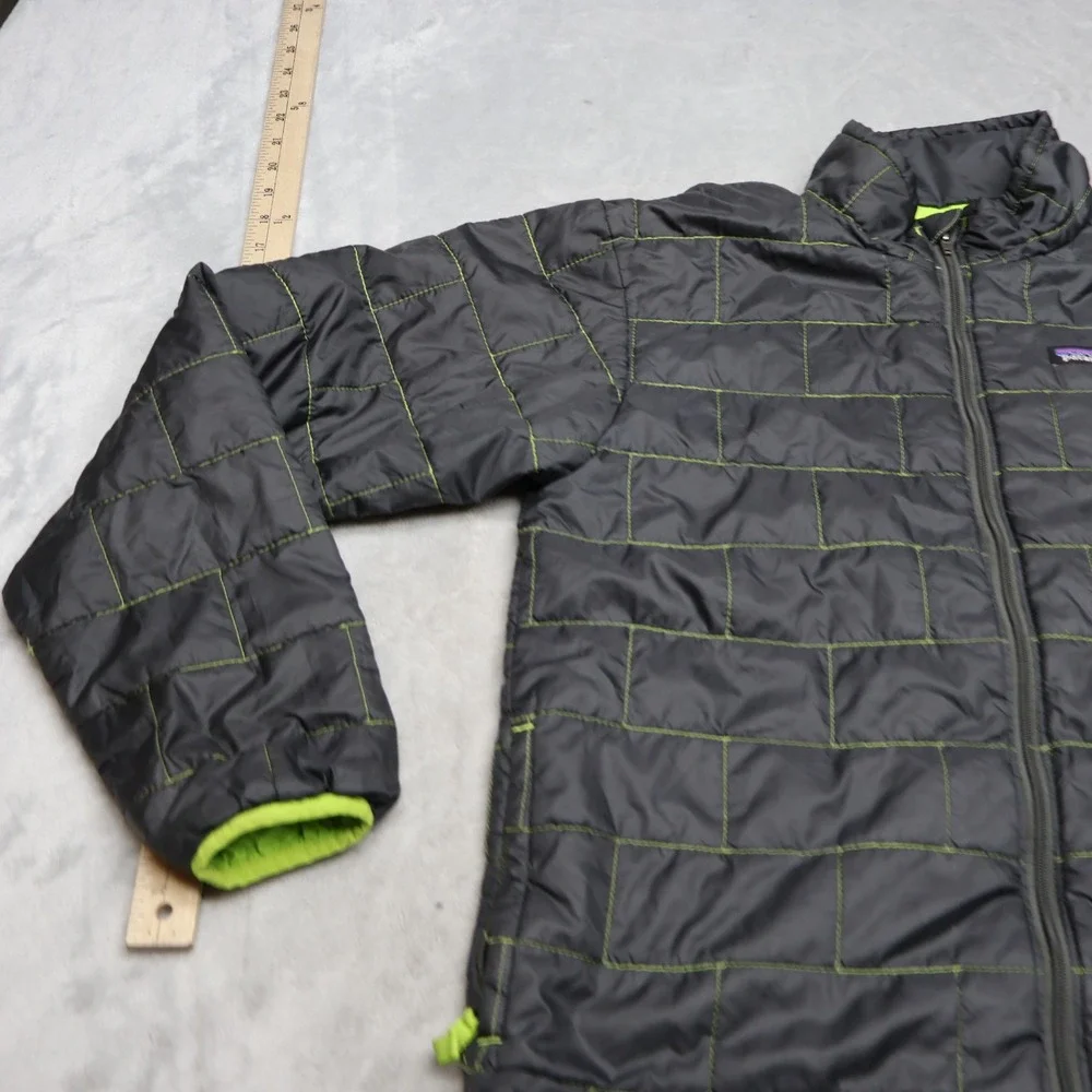Patagonia Nano Puff Jacket Kids XL 14 Gray Insulated Light Pack Quilted Full Zip